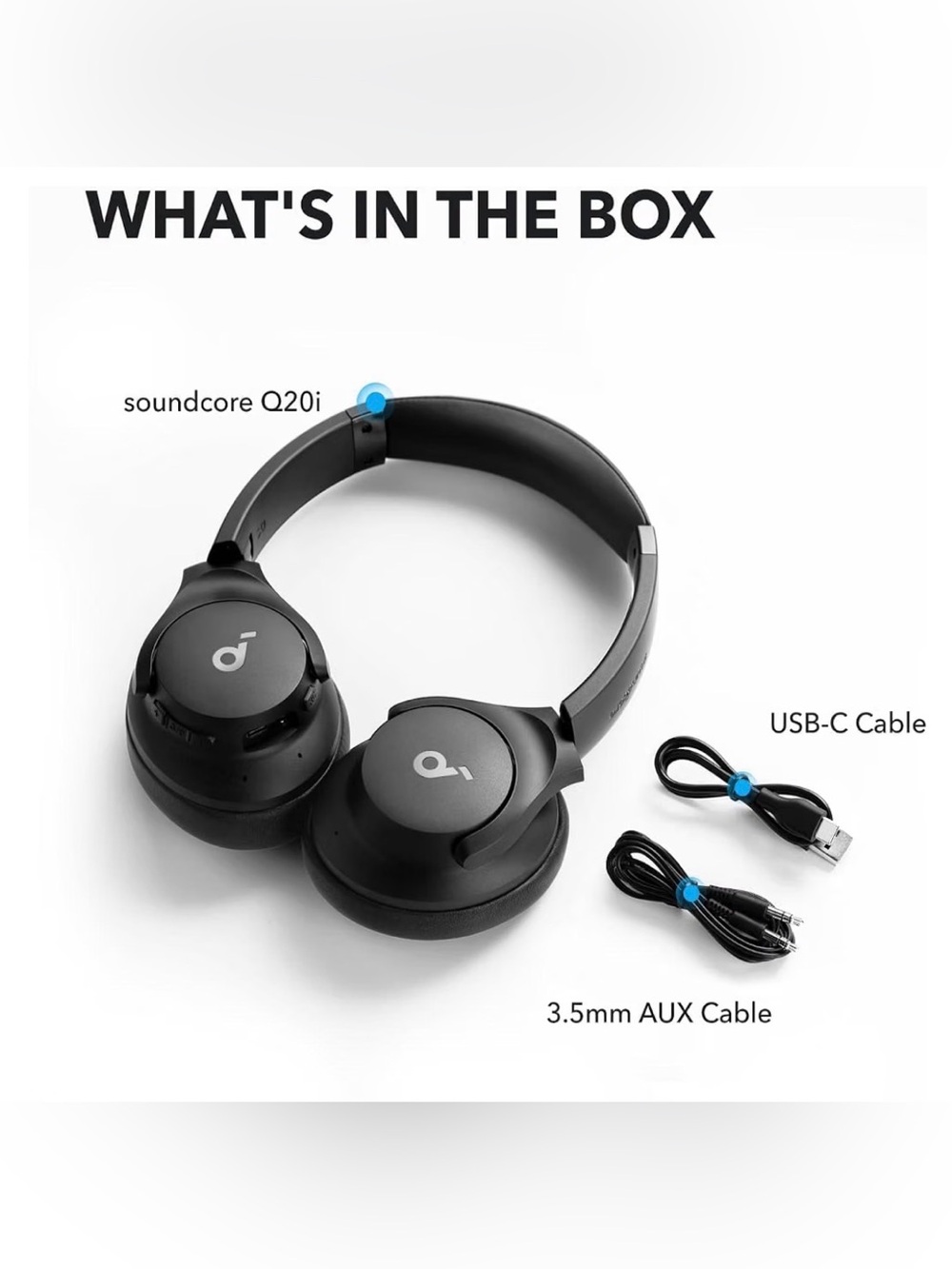 NIB - Soundcore by Anker Q20i Hybrid Active Noise Cancelling Headphones, Black - Picture 8 of 8